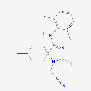 molecular formula C19H24N4S B378178 {4-[(2,6-Dimethylphenyl)imino]-8-methyl-2-thioxo-1,3-diazaspiro[4.5]dec-1-yl}acetonitrile 