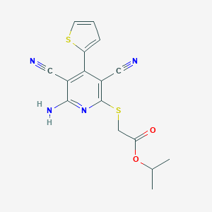 molecular formula C16H14N4O2S2 B378182 Propan-2-yl 2-(6-amino-3,5-dicyano-4-thiophen-2-ylpyridin-2-yl)sulfanylacetate 