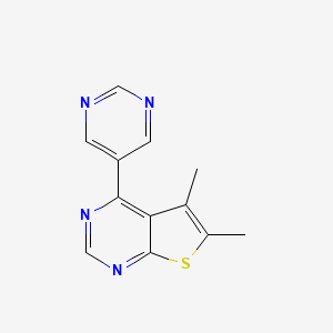 molecular formula C12H10N4S B3781862 5,6-dimethyl-4-pyrimidin-5-ylthieno[2,3-d]pyrimidine 