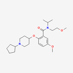 molecular formula C24H38N2O4 B3781864 2-[(1-cyclopentyl-4-piperidinyl)oxy]-N-isopropyl-5-methoxy-N-(2-methoxyethyl)benzamide 