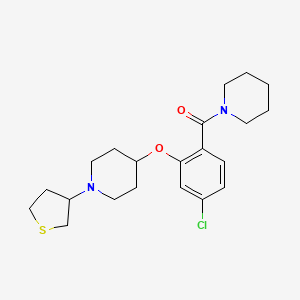 molecular formula C21H29ClN2O2S B3781890 4-[5-chloro-2-(1-piperidinylcarbonyl)phenoxy]-1-(tetrahydro-3-thienyl)piperidine 