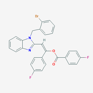 molecular formula C29H19BrF2N2O2 B378190 2-[1-(2-bromobenzyl)-1H-benzimidazol-2-yl]-1-(4-fluorophenyl)vinyl 4-fluorobenzoate CAS No. 312618-16-9