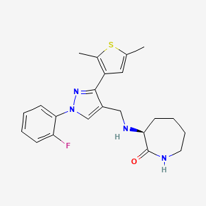 molecular formula C22H25FN4OS B3781900 (3S)-3-({[3-(2,5-dimethyl-3-thienyl)-1-(2-fluorophenyl)-1H-pyrazol-4-yl]methyl}amino)-2-azepanone 