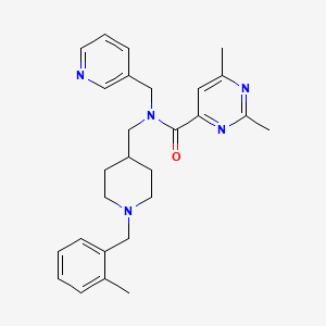 molecular formula C27H33N5O B3781919 2,6-dimethyl-N-{[1-(2-methylbenzyl)-4-piperidinyl]methyl}-N-(3-pyridinylmethyl)-4-pyrimidinecarboxamide 