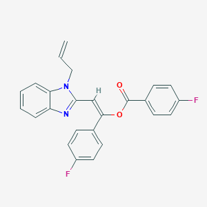 molecular formula C25H18F2N2O2 B378192 2-(1-allyl-1H-benzimidazol-2-yl)-1-(4-fluorophenyl)vinyl 4-fluorobenzoate 