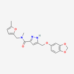 molecular formula C19H19N3O5 B3781927 5-[(1,3-benzodioxol-5-yloxy)methyl]-N-methyl-N-[(5-methyl-2-furyl)methyl]-1H-pyrazole-3-carboxamide 