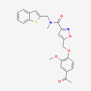 molecular formula C24H22N2O5S B3781941 5-[(4-acetyl-2-methoxyphenoxy)methyl]-N-(1-benzothiophen-2-ylmethyl)-N-methyl-1,2-oxazole-3-carboxamide 