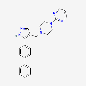 molecular formula C24H24N6 B3781964 2-[4-[[5-(4-phenylphenyl)-1H-pyrazol-4-yl]methyl]piperazin-1-yl]pyrimidine 