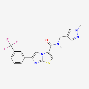 molecular formula C19H16F3N5OS B3781996 N-methyl-N-[(1-methyl-1H-pyrazol-4-yl)methyl]-6-[3-(trifluoromethyl)phenyl]imidazo[2,1-b][1,3]thiazole-3-carboxamide 