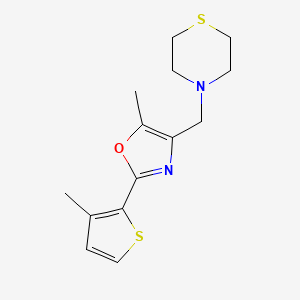 molecular formula C14H18N2OS2 B3782013 4-{[5-methyl-2-(3-methyl-2-thienyl)-1,3-oxazol-4-yl]methyl}thiomorpholine 