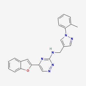 molecular formula C22H18N6O B3782027 5-(1-benzofuran-2-yl)-N-[[1-(2-methylphenyl)pyrazol-4-yl]methyl]-1,2,4-triazin-3-amine 