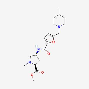 molecular formula C19H29N3O4 B3782049 methyl (2S,4R)-1-methyl-4-({5-[(4-methylpiperidin-1-yl)methyl]-2-furoyl}amino)pyrrolidine-2-carboxylate 