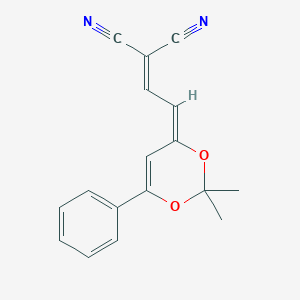 molecular formula C17H14N2O2 B378205 2-[2-(2,2-dimethyl-6-phenyl-4H-1,3-dioxin-4-ylidene)ethylidene]malononitrile 