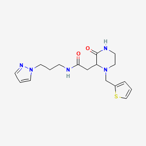 molecular formula C17H23N5O2S B3782055 2-[3-oxo-1-(thiophen-2-ylmethyl)piperazin-2-yl]-N-(3-pyrazol-1-ylpropyl)acetamide 