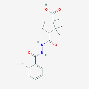 molecular formula C17H21ClN2O4 B378206 3-{[2-(2-Chlorobenzoyl)hydrazino]carbonyl}-1,2,2-trimethylcyclopentanecarboxylic acid 