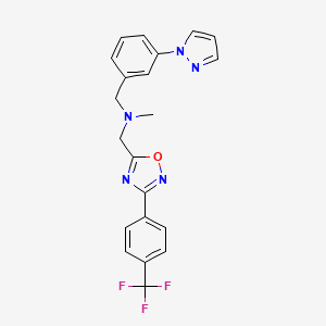 molecular formula C21H18F3N5O B3782152 N-methyl-1-[3-(1H-pyrazol-1-yl)phenyl]-N-({3-[4-(trifluoromethyl)phenyl]-1,2,4-oxadiazol-5-yl}methyl)methanamine 