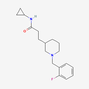 molecular formula C18H25FN2O B3782168 N-cyclopropyl-3-[1-(2-fluorobenzyl)-3-piperidinyl]propanamide 