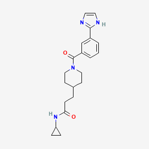 molecular formula C21H26N4O2 B3782229 N-cyclopropyl-3-[1-[3-(1H-imidazol-2-yl)benzoyl]piperidin-4-yl]propanamide 