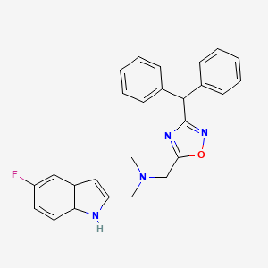 molecular formula C26H23FN4O B3782282 1-[3-(diphenylmethyl)-1,2,4-oxadiazol-5-yl]-N-[(5-fluoro-1H-indol-2-yl)methyl]-N-methylmethanamine 