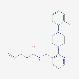 molecular formula C22H28N4O B3782304 N-({2-[4-(2-methylphenyl)-1-piperazinyl]-3-pyridinyl}methyl)-4-pentenamide 