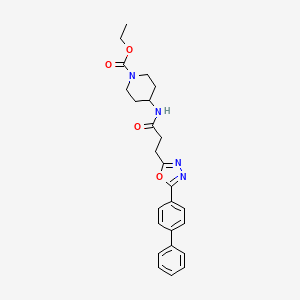 ethyl 4-({3-[5-(4-biphenylyl)-1,3,4-oxadiazol-2-yl]propanoyl}amino)-1-piperidinecarboxylate