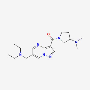 molecular formula C18H28N6O B3782352 1-({6-[(diethylamino)methyl]pyrazolo[1,5-a]pyrimidin-3-yl}carbonyl)-N,N-dimethylpyrrolidin-3-amine 