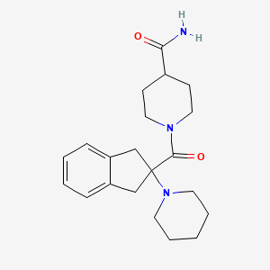 molecular formula C21H29N3O2 B3782404 1-{[2-(1-piperidinyl)-2,3-dihydro-1H-inden-2-yl]carbonyl}-4-piperidinecarboxamide 