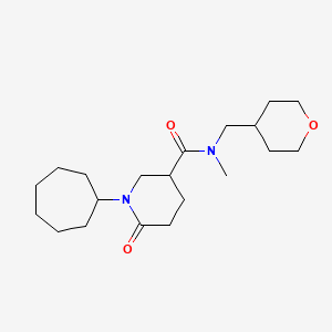 molecular formula C20H34N2O3 B3782437 1-cycloheptyl-N-methyl-6-oxo-N-(tetrahydro-2H-pyran-4-ylmethyl)-3-piperidinecarboxamide 