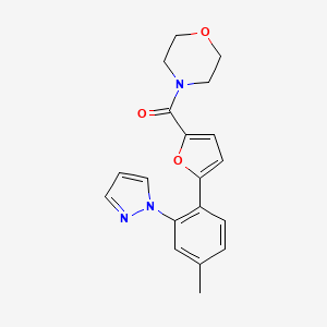 molecular formula C19H19N3O3 B3782448 4-{5-[4-methyl-2-(1H-pyrazol-1-yl)phenyl]-2-furoyl}morpholine 