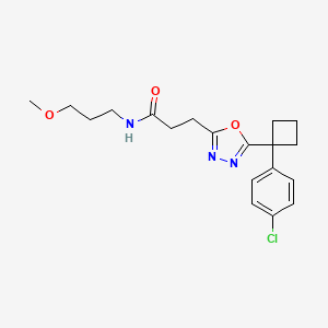 molecular formula C19H24ClN3O3 B3782485 3-{5-[1-(4-chlorophenyl)cyclobutyl]-1,3,4-oxadiazol-2-yl}-N-(3-methoxypropyl)propanamide 