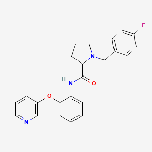 molecular formula C23H22FN3O2 B3782537 1-(4-fluorobenzyl)-N-[2-(3-pyridinyloxy)phenyl]prolinamide 