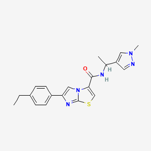 molecular formula C20H21N5OS B3782642 6-(4-ethylphenyl)-N-[1-(1-methyl-1H-pyrazol-4-yl)ethyl]imidazo[2,1-b][1,3]thiazole-3-carboxamide 