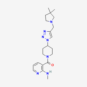 molecular formula C21H31N7O B3782658 3-[(4-{4-[(3,3-dimethylpyrrolidin-1-yl)methyl]-1H-1,2,3-triazol-1-yl}piperidin-1-yl)carbonyl]-N-methylpyridin-2-amine 