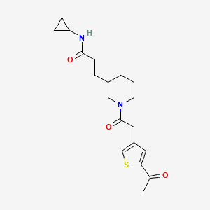 molecular formula C19H26N2O3S B3782677 3-[1-[2-(5-acetylthiophen-3-yl)acetyl]piperidin-3-yl]-N-cyclopropylpropanamide 