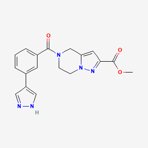 molecular formula C18H17N5O3 B3782721 methyl 5-[3-(1H-pyrazol-4-yl)benzoyl]-4,5,6,7-tetrahydropyrazolo[1,5-a]pyrazine-2-carboxylate 