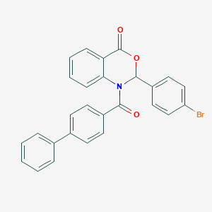 molecular formula C27H18BrNO3 B378276 1-([1,1'-biphenyl]-4-ylcarbonyl)-2-(4-bromophenyl)-1,2-dihydro-4H-3,1-benzoxazin-4-one 
