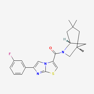 molecular formula C22H24FN3OS B3782811 6-(3-fluorophenyl)-3-{[(1S*,5R*)-1,3,3-trimethyl-6-azabicyclo[3.2.1]oct-6-yl]carbonyl}imidazo[2,1-b][1,3]thiazole 