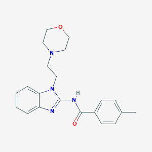 molecular formula C21H24N4O2 B378284 4-methyl-N-{1-[2-(4-morpholinyl)ethyl]-1H-benzimidazol-2-yl}benzamide CAS No. 292613-16-2