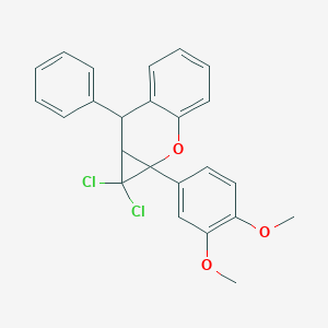 molecular formula C24H20Cl2O3 B378286 1,1-Dichloro-1a-(3,4-dimethoxyphenyl)-7-phenyl-1,1a,7,7a-tetrahydrocyclopropa[b]chromene 