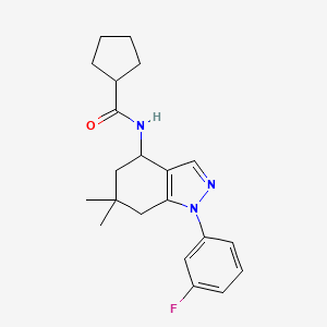 molecular formula C21H26FN3O B3782865 N-[1-(3-fluorophenyl)-6,6-dimethyl-4,5,6,7-tetrahydro-1H-indazol-4-yl]cyclopentanecarboxamide 