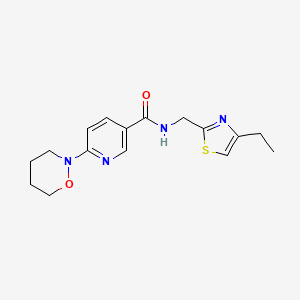 molecular formula C16H20N4O2S B3782875 N-[(4-ethyl-1,3-thiazol-2-yl)methyl]-6-(oxazinan-2-yl)pyridine-3-carboxamide 