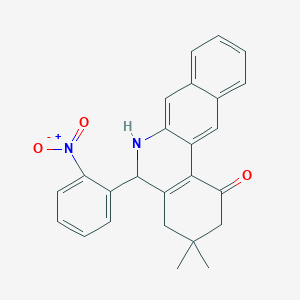 molecular formula C25H22N2O3 B378288 5-{2-nitrophenyl}-3,3-dimethyl-3,4,5,6-tetrahydrobenzo[b]phenanthridin-1(2H)-one 
