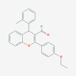 molecular formula C25H22O3 B378289 2-(4-ethoxyphenyl)-4-(2-methylphenyl)-4H-chromene-3-carbaldehyde 