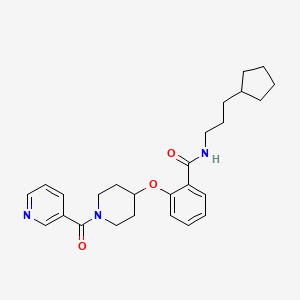 molecular formula C26H33N3O3 B3782894 N-(3-cyclopentylpropyl)-2-{[1-(3-pyridinylcarbonyl)-4-piperidinyl]oxy}benzamide 