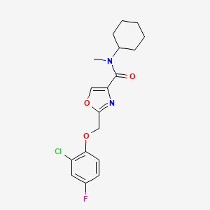 molecular formula C18H20ClFN2O3 B3782901 2-[(2-chloro-4-fluorophenoxy)methyl]-N-cyclohexyl-N-methyl-1,3-oxazole-4-carboxamide 