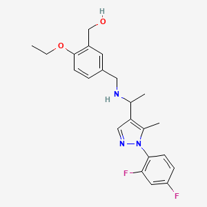 molecular formula C22H25F2N3O2 B3782949 {5-[({1-[1-(2,4-difluorophenyl)-5-methyl-1H-pyrazol-4-yl]ethyl}amino)methyl]-2-ethoxyphenyl}methanol 