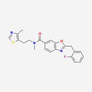 molecular formula C22H20FN3O2S B3782966 2-[(2-fluorophenyl)methyl]-N-methyl-N-[2-(4-methyl-1,3-thiazol-5-yl)ethyl]-1,3-benzoxazole-6-carboxamide 