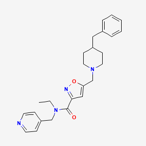 molecular formula C25H30N4O2 B3782984 5-[(4-benzylpiperidin-1-yl)methyl]-N-ethyl-N-(pyridin-4-ylmethyl)isoxazole-3-carboxamide 