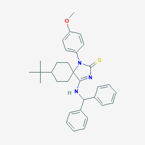 molecular formula C32H37N3OS B378299 4-(benzhydrylamino)-8-tert-butyl-1-(4-methoxyphenyl)-1,3-diazaspiro[4.5]dec-3-ene-2-thione 