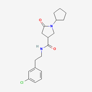 molecular formula C18H23ClN2O2 B3783000 N-[2-(3-chlorophenyl)ethyl]-1-cyclopentyl-5-oxo-3-pyrrolidinecarboxamide 